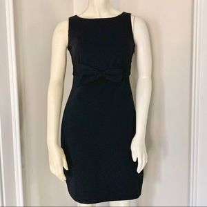 Banana Republic classic modest little black dress sleeveless bow office pettite